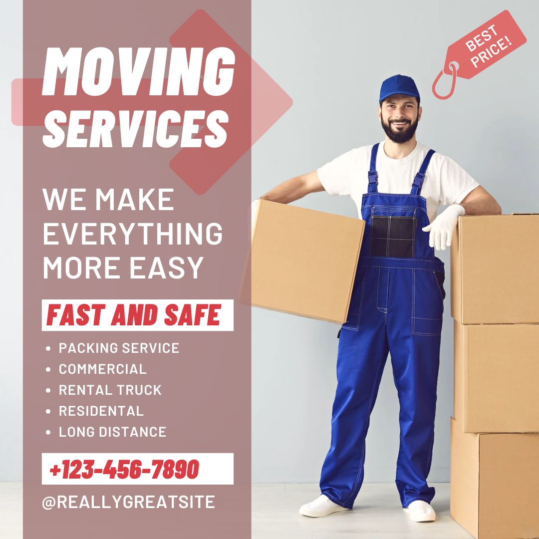 Packers and Movers Instagram Post Gajdanti par Gahra Neela ke saath Geometric Style
